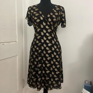 Elegant Black and Gold Paisley Dress